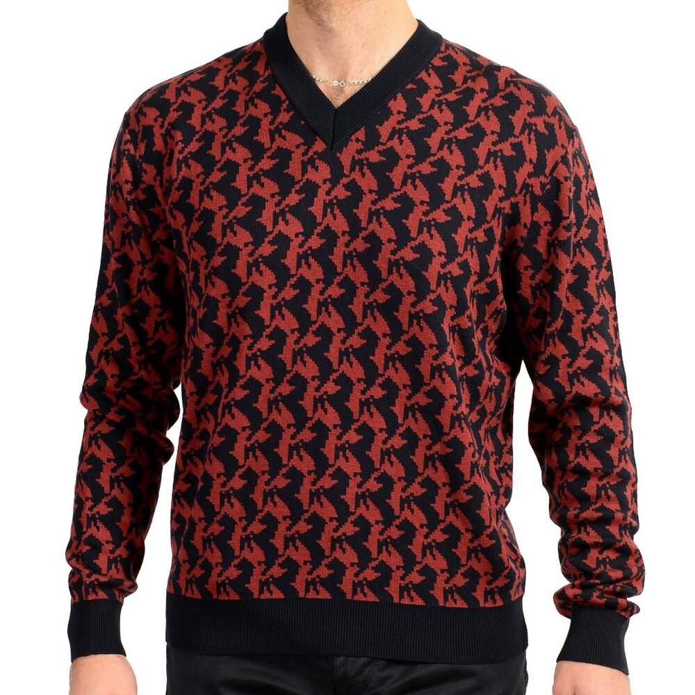 Scuderia Ferrari Men's Organic Cotton Silk V-Neck Pullover Sweater US S IT 48